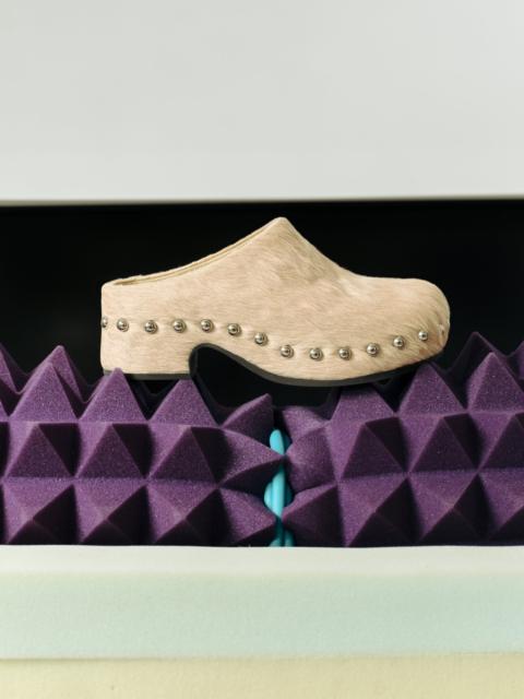 SIMONMILLER Haircalf Studded Rio Clog In Ecru/Silver