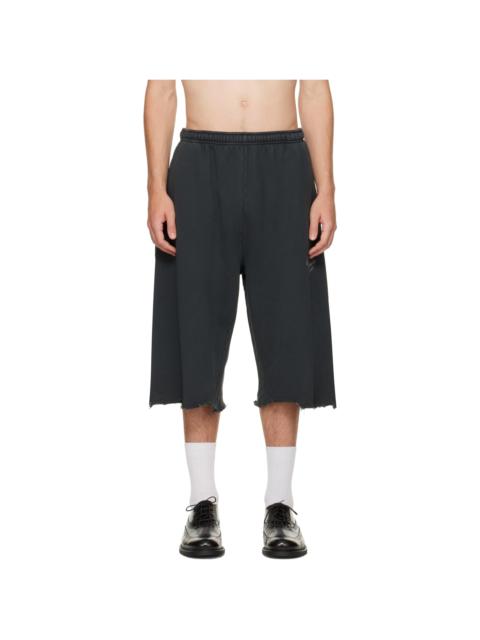 WILLY CHAVARRIA Black 'Chavarria Community Center' Distressed Shorts