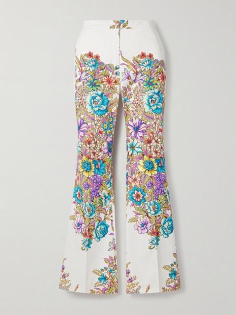 Etro Floral-print Cotton-blend Crepe Flared Pants