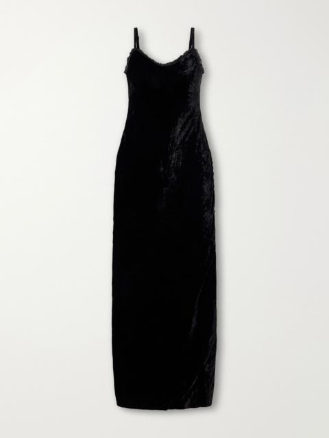 ALIX OF BOHEMIA Athens tulle-trimmed velvet maxi dress Black