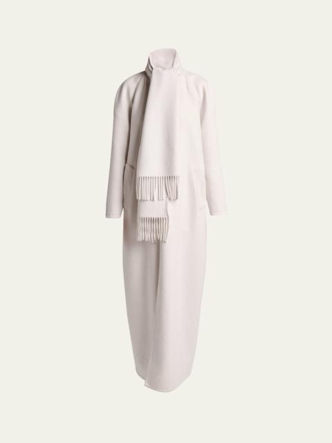 BALENCIAGA Scarf Cashmere Single-Breasted Maxi Coat