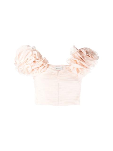 MAGDA BUTRYM floral puff-sleeve cropped top