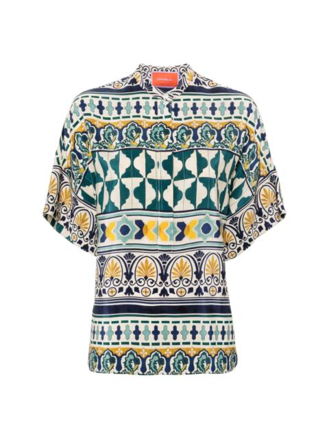 La DoubleJ geometric-pattern silk shirt