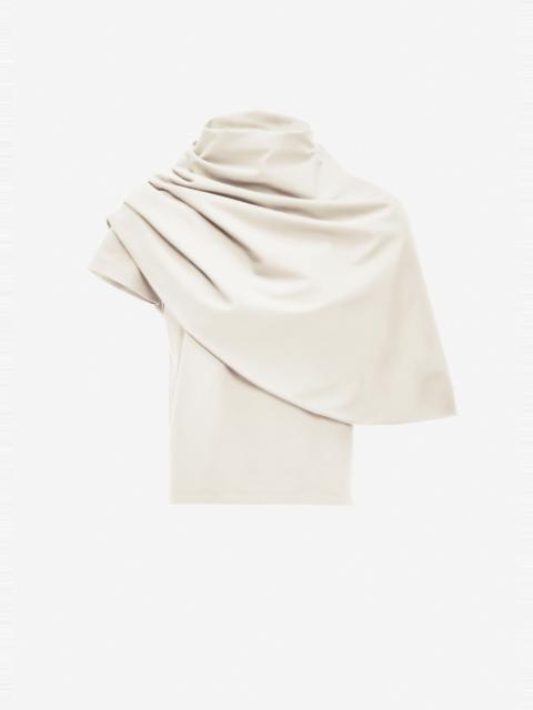 MAGDA BUTRYM T-shirt with draped cape in cream