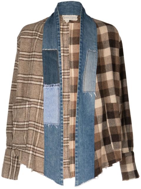 patchwork checked open-front jacket