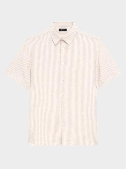 Men's Irving Linen Summer Stripe Short-Sleeve Shirt