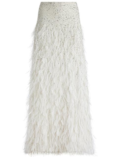 Alice + Olivia ASHTON EMBELLISHED FEATHER SKIRT