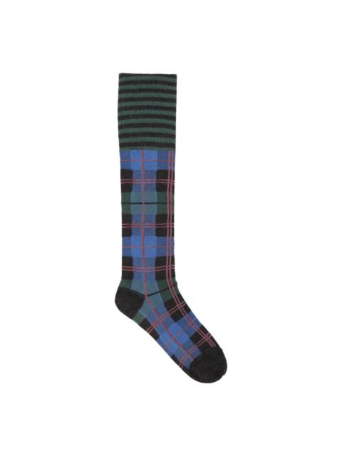 HENRIK VIBSKOV RIBBIT SOCK - GREEN BLUE DASHED CHECKS