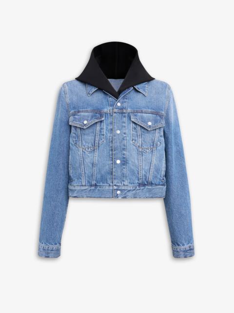 DENIM  JACKET WITH KNITTED HOOD