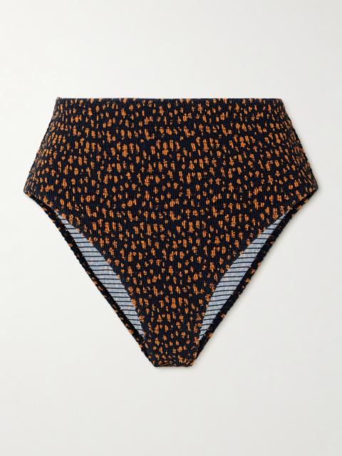 TOTEME Shirred Printed Stretch Recycled Bikini Briefs