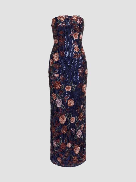 MAC DUGGAL Women's Floral Sequin Strapless Column Dress - Midnight Multi