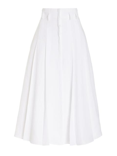 GABRIELA HEARST Dugald Pleated Skirt in White Aloe Linen