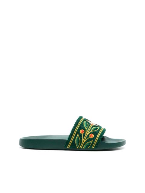 CASABLANCA embroidered terry-cloth slides