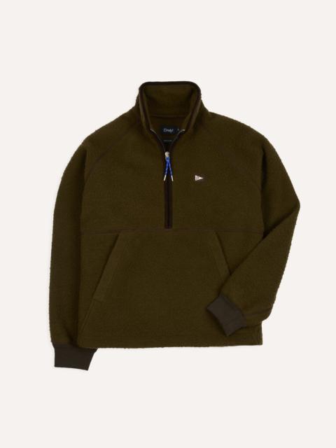 Drake's Olive Casentino Wool Half-Zip Pullover Fleece