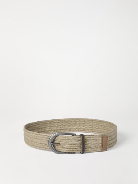 Brunello Cucinelli Braided linen belt with shiny loop
