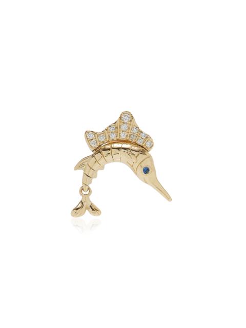 Yvonne Léon 9K Yellow Gold, Diamond And Sapphire Single Earring gold