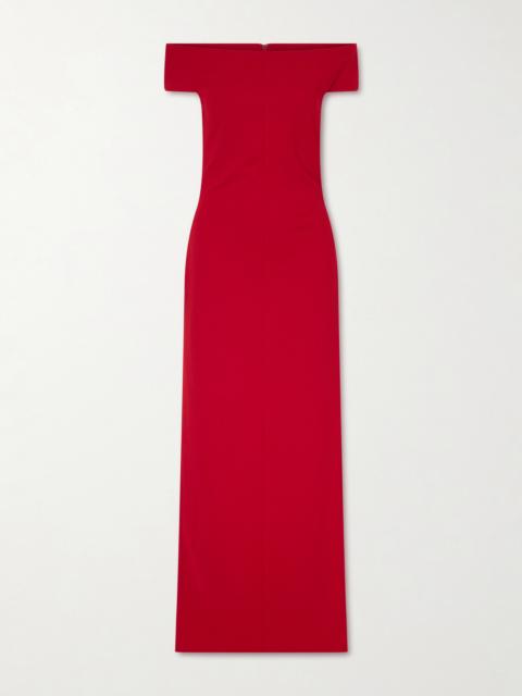 SOLACE LONDON Kyra Off-the-shoulder Crepe Gown