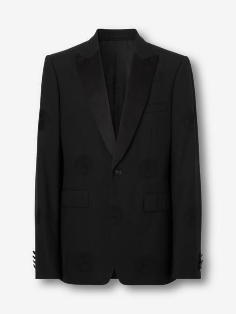Burberry English Fit Oak Leaf Crest Wool Cotton Tuxedo Jacket