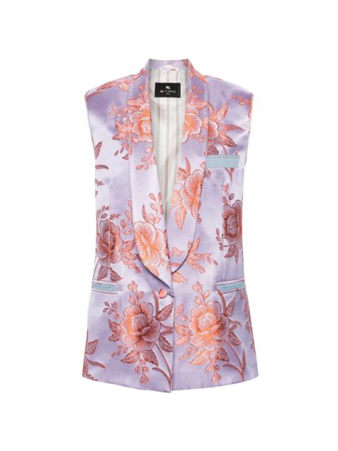 Etro floral-jacquard sleeveless blazer