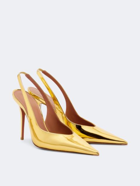 Amina Muaddi Anok metallic leather slingback pumps