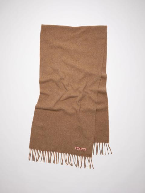 Fringed wool scarf - Light brown melange