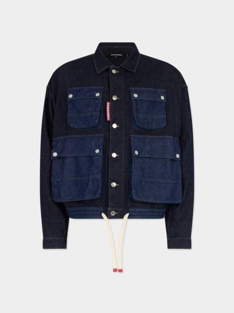 DSQUARED2 DARK WASH CARGO JEAN JACKET