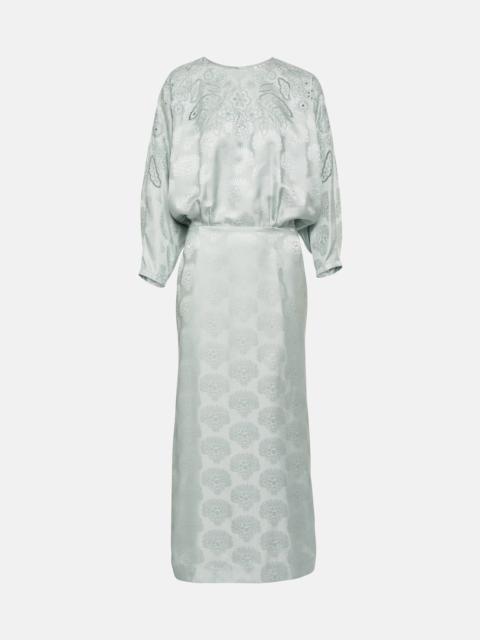 Arina floral silk jacquard midi dress