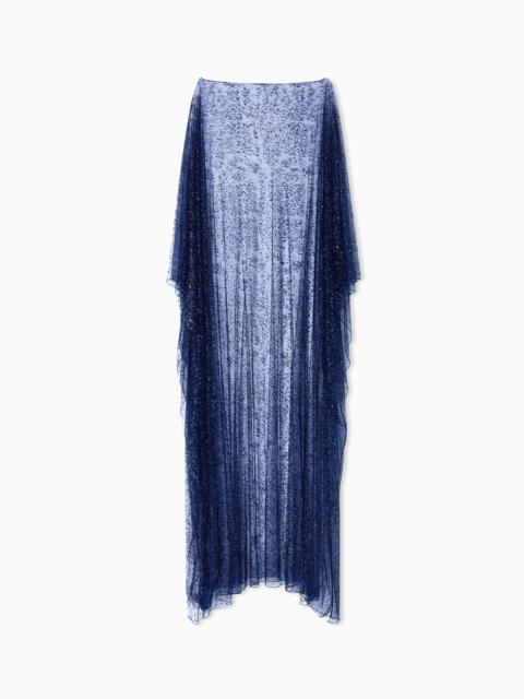 GIORGIO ARMANI LONG TULLE AND RHINESTONE PONCHO