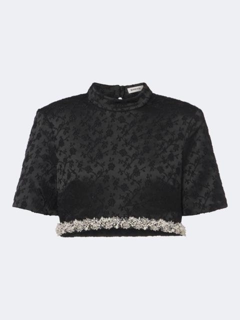 SIMKHAI Jalen embellished jacquard crop top