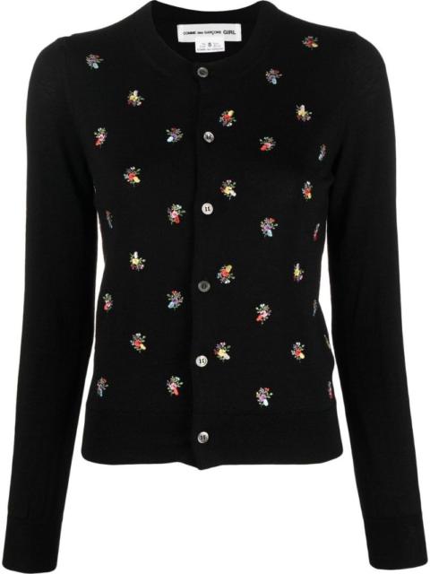 Comme des Garçons GIRL floral-embroidered wool cardigan