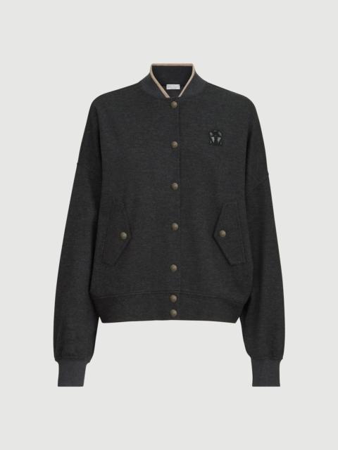 Brunello Cucinelli Cashmere interlock bomber-style sweatshirt with logo