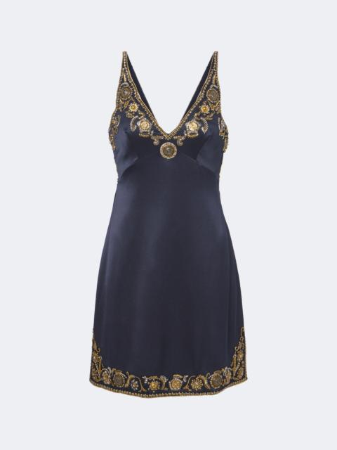 VERSACE Medusa embellished silk cady satin minidress