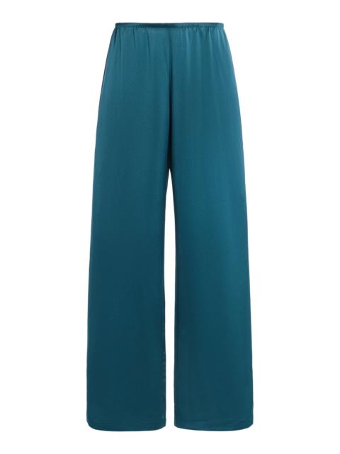 LESET Barb Satin Wide-Leg Pants blue
