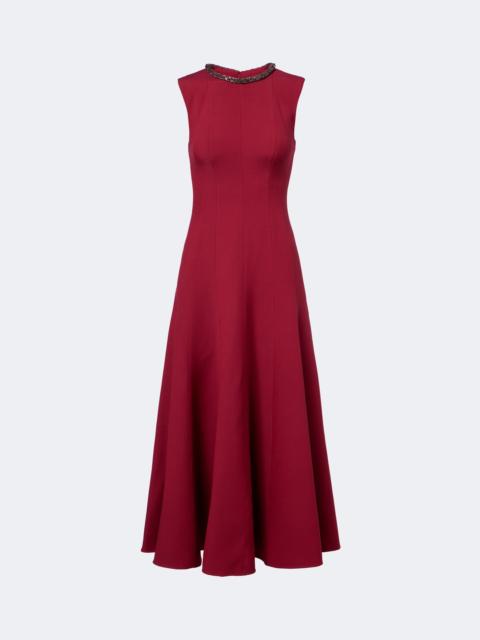 ROLAND MOURET Embellished wool and silk midi dress