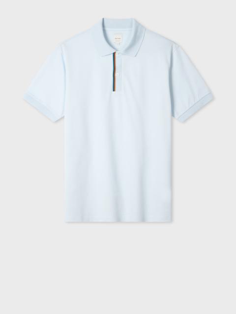 Paul Smith Sky Blue 'Signature Stripe' Trim Polo Shirt