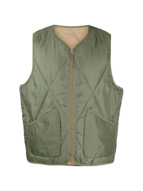 reversible diamond-quilted gilet