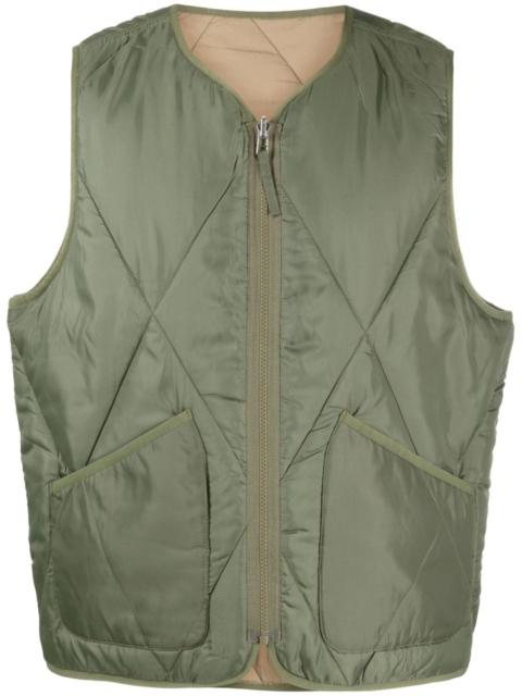 reversible diamond-quilted gilet