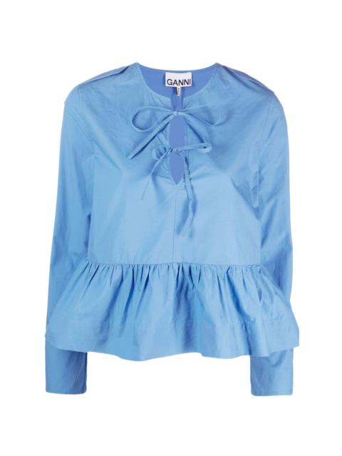 ruffle-detailing organic cotton blouse