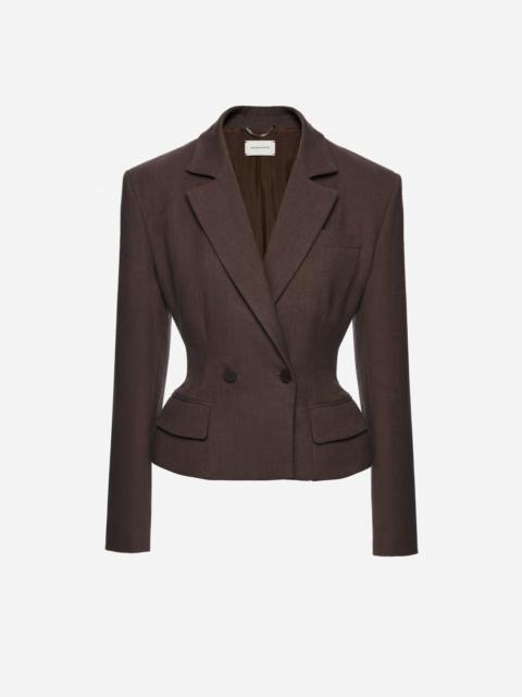 MAGDA BUTRYM Fitted linen double breasted blazer in brown