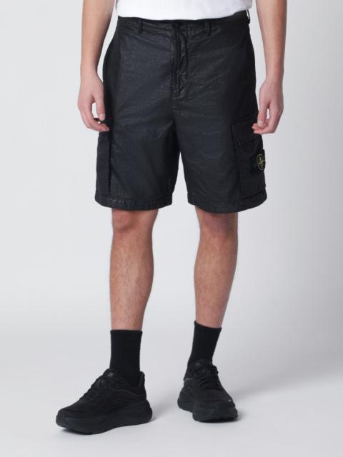 Stone Island Black cargo bermuda shorts with relaxed fit