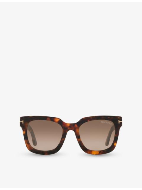 TOM FORD TR001843 Leigh Square-Frame Tortoiseshell Acetate Sunglasses