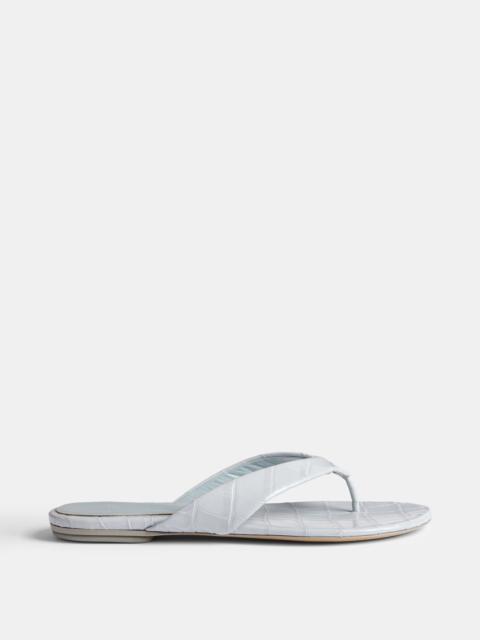 LE MONDE BÉRYL Flat Thong Sandal / Blue Leather Croc Effect