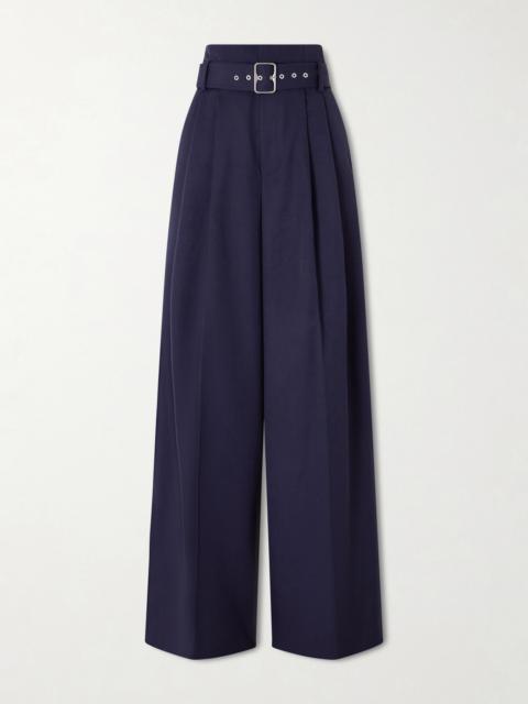 Ralph Lauren Belted Pleated Wool-twill Wide-leg Pants