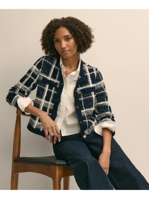 Brooks Brothers Cotton-Blend Soft Plaid Cardigan