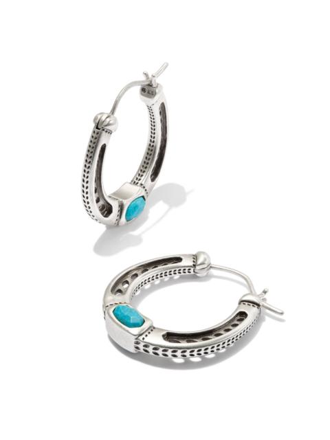 KENDRA SCOTT Noble Vintage Silver Horseshoe Hoop Earrings in Variegated Dark Teal Magnesite