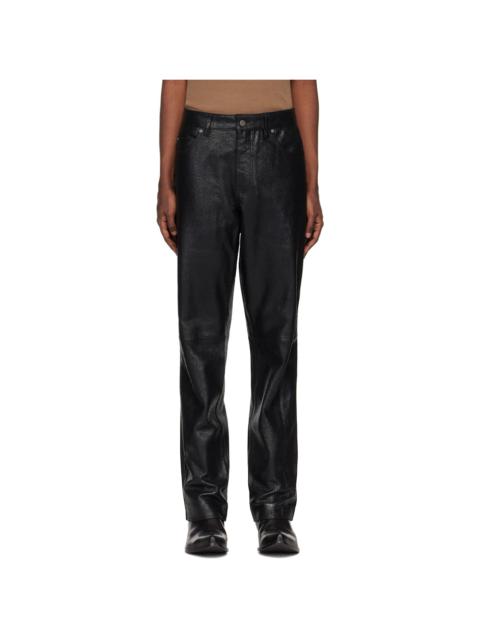 GUESS USA Black Crackle Leather Pants