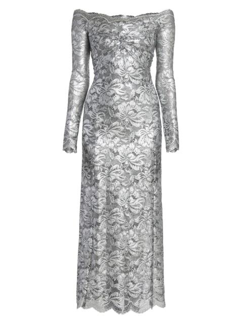 rabanne Women's Metallic Lace Off-Shoulder Maxi Dress - Black Silver
