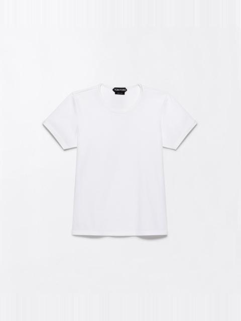 TOM FORD COTTON JERSEY BOYFRIEND T-SHIRT WITH ELONGATED T EMBROIDERED LOGO