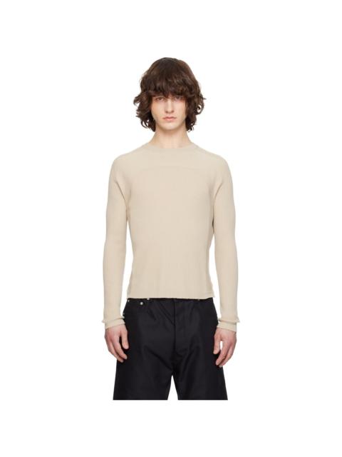Rick Owens Beige Temple Ribbed Geo Sweater