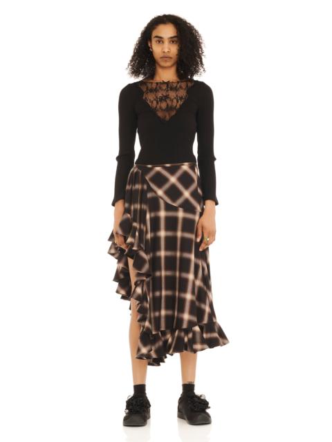 Collina Strada BLACK PLAID FLORIST SKIRT
